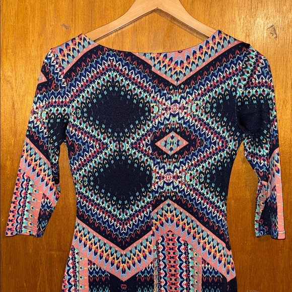 •AS U WISH•NWOT MULTI-COLORED BOHEMIAN 3/4 SLEEVE RUFFLE HEM DRESS SIZE XS - Picture 8 of 10
